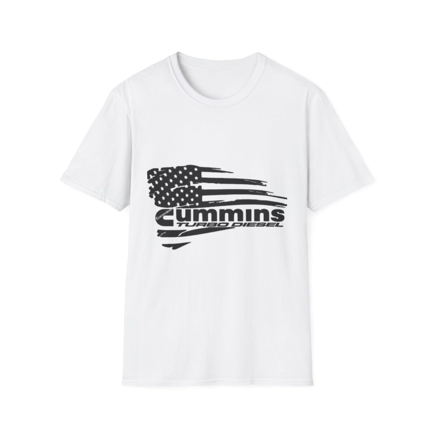 Patriotic Diesel Engine T-Shirt, Unisex Softstyle Tee, American Truck Enthusiast Shirt, Great for Fourth of July, Casual Wear