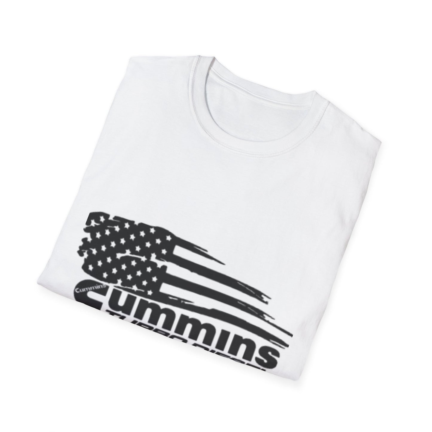 Patriotic Diesel Engine T-Shirt, Unisex Softstyle Tee, American Truck Enthusiast Shirt, Great for Fourth of July, Casual Wear