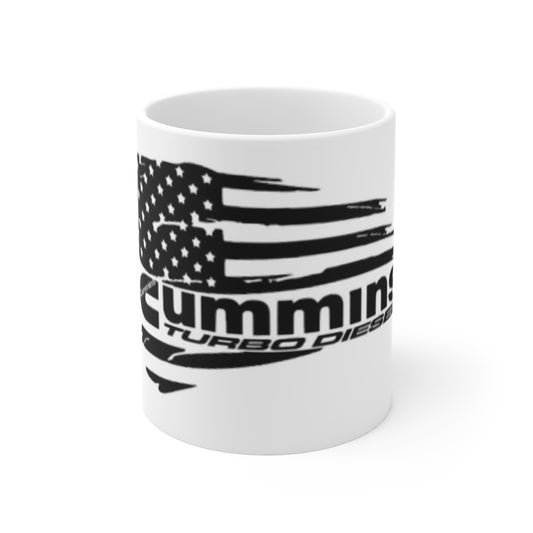 Cummins Turbo Diesel Mug | USA Flag Mug, Coffee Cup for Diesel Lovers, Gift for Truck Enthusiasts, Americana Decor